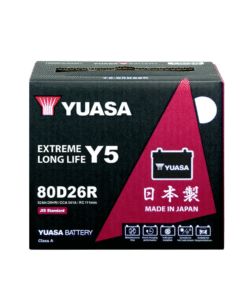 Alternative view of YUASA Y5-80D26R 62Ah Car Battery – High Power, Right Terminal